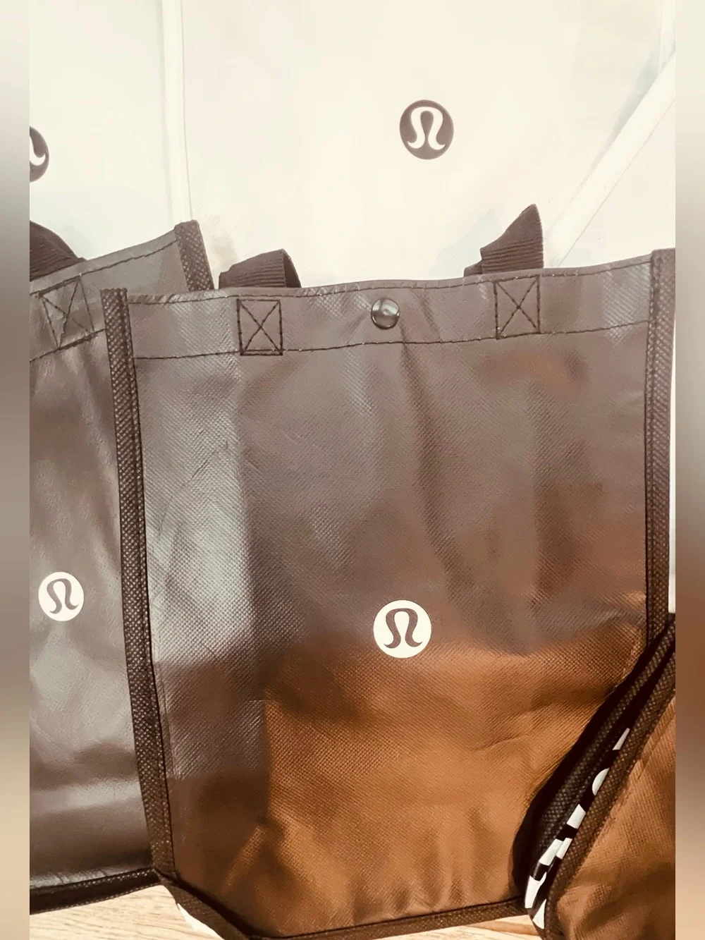 Lululemon Reusable Small Tote Bag Bundle | Set of 9 | Red White Black